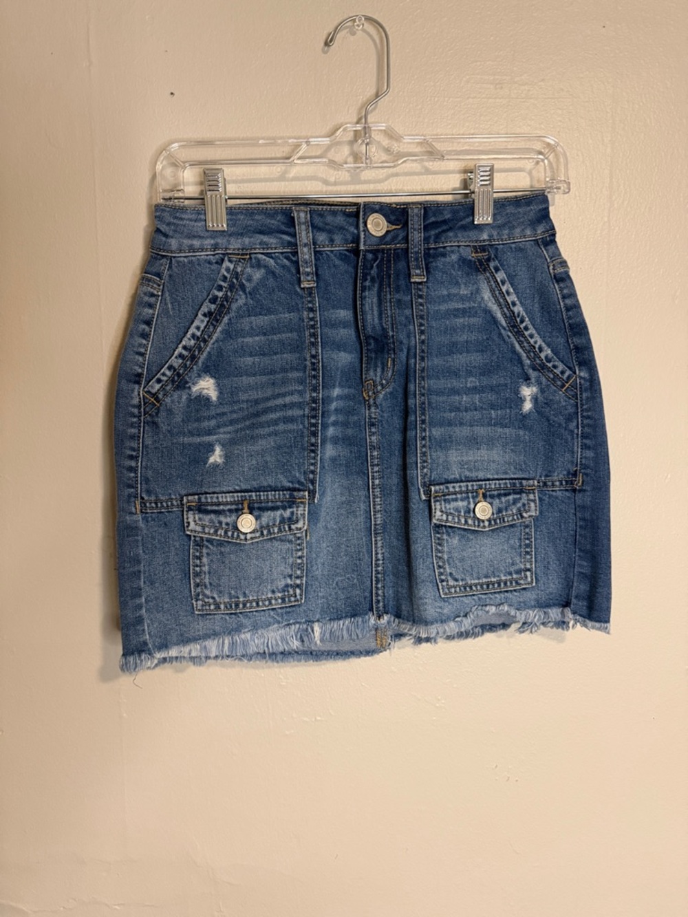 SO Blue Denim Mini Skirt with Cargo Pockets
